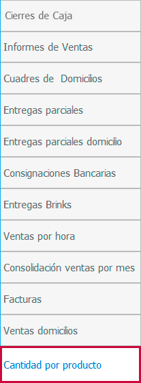 CANTIDAD POR PRODUCTO