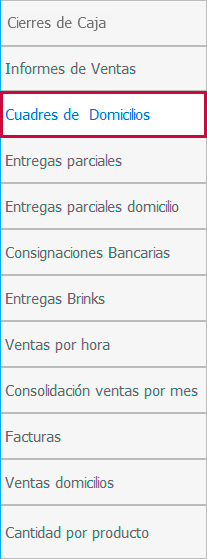 CUADRES DE DOMICILIOS